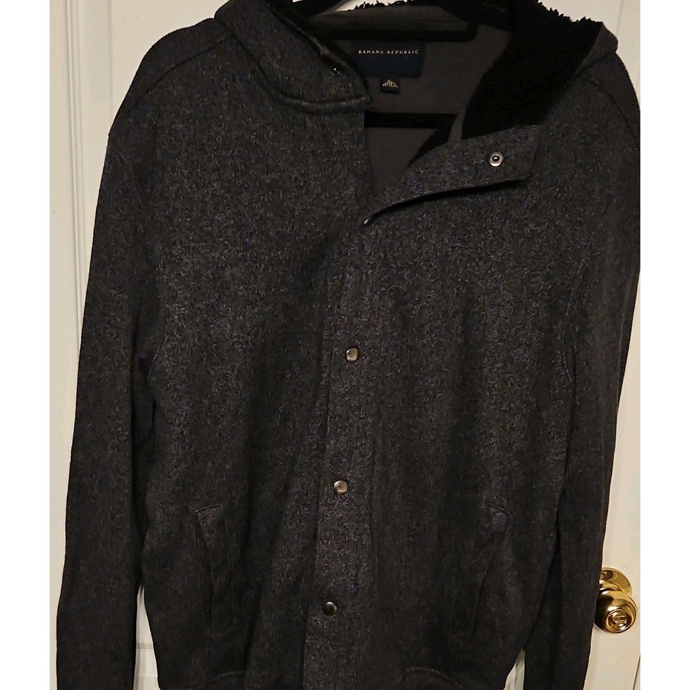 Banana Republic Gray Hooded Jacket Button Accents Men's XL